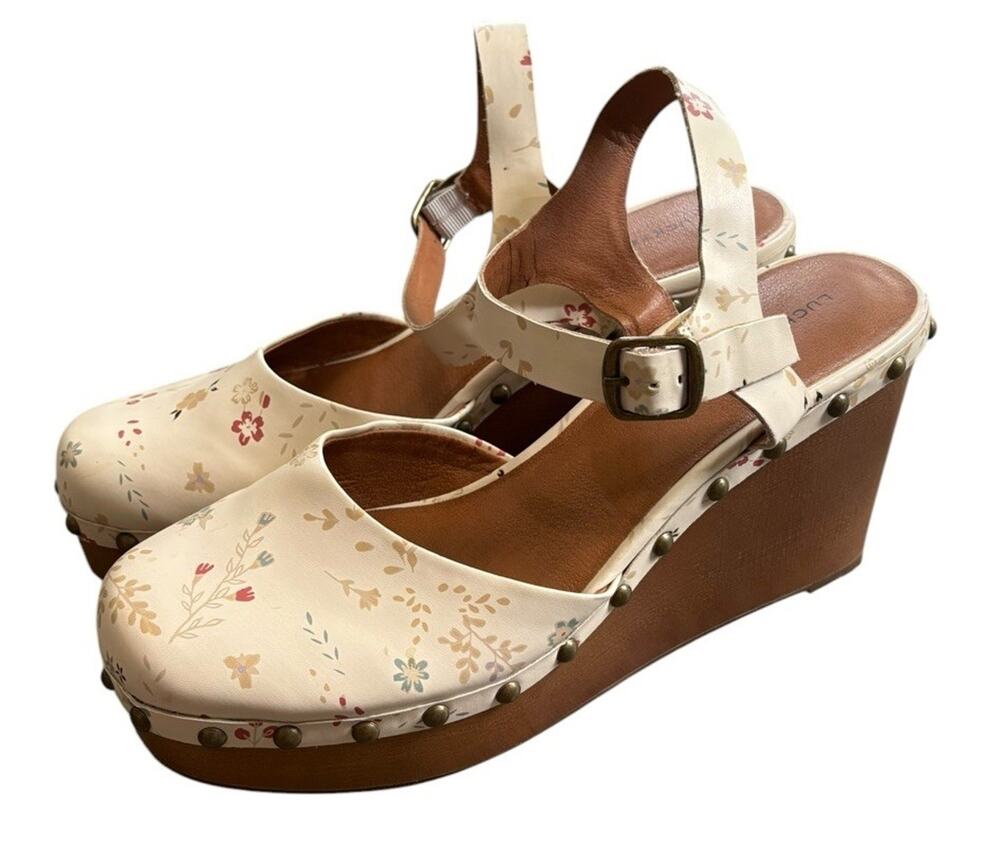 Lucky Brand Zazmini Floral Sling Back Wedge Clogs Size 11 Boho Cottagecore